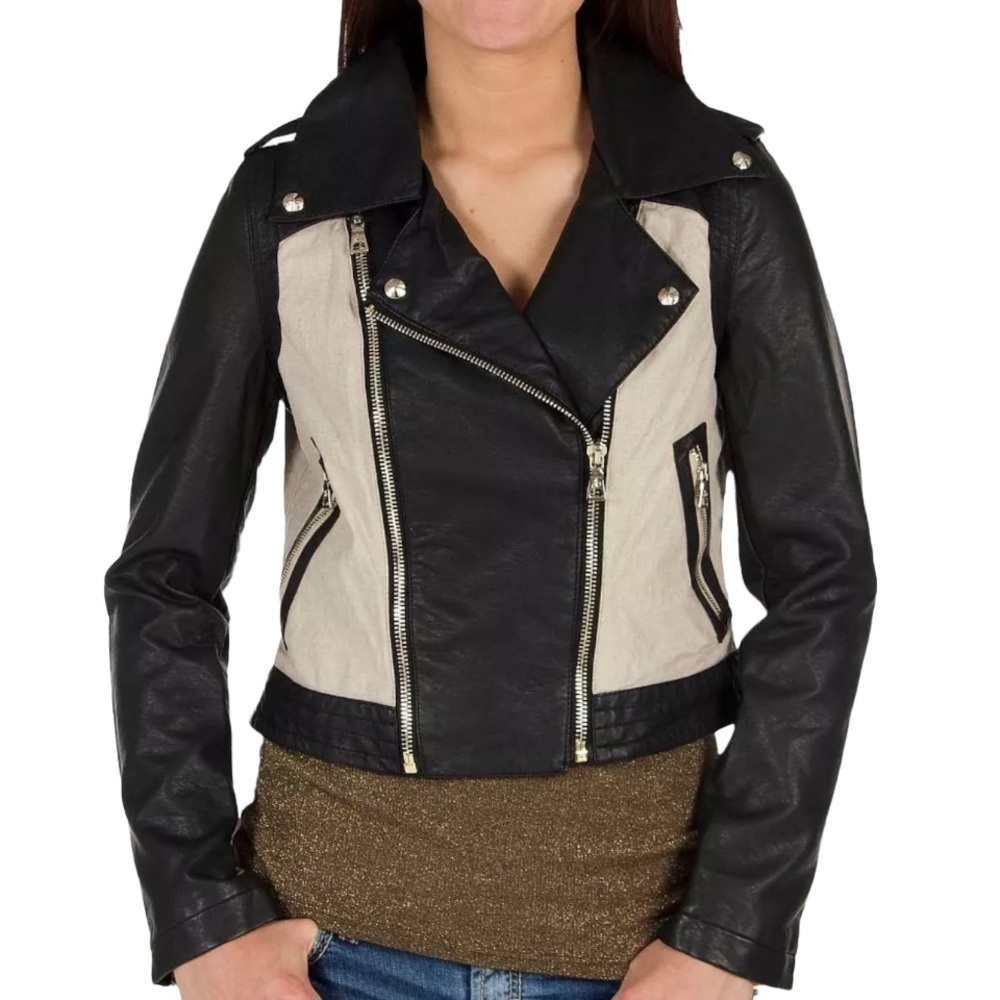 Sam Edelman vegan leather linen moto jacket
